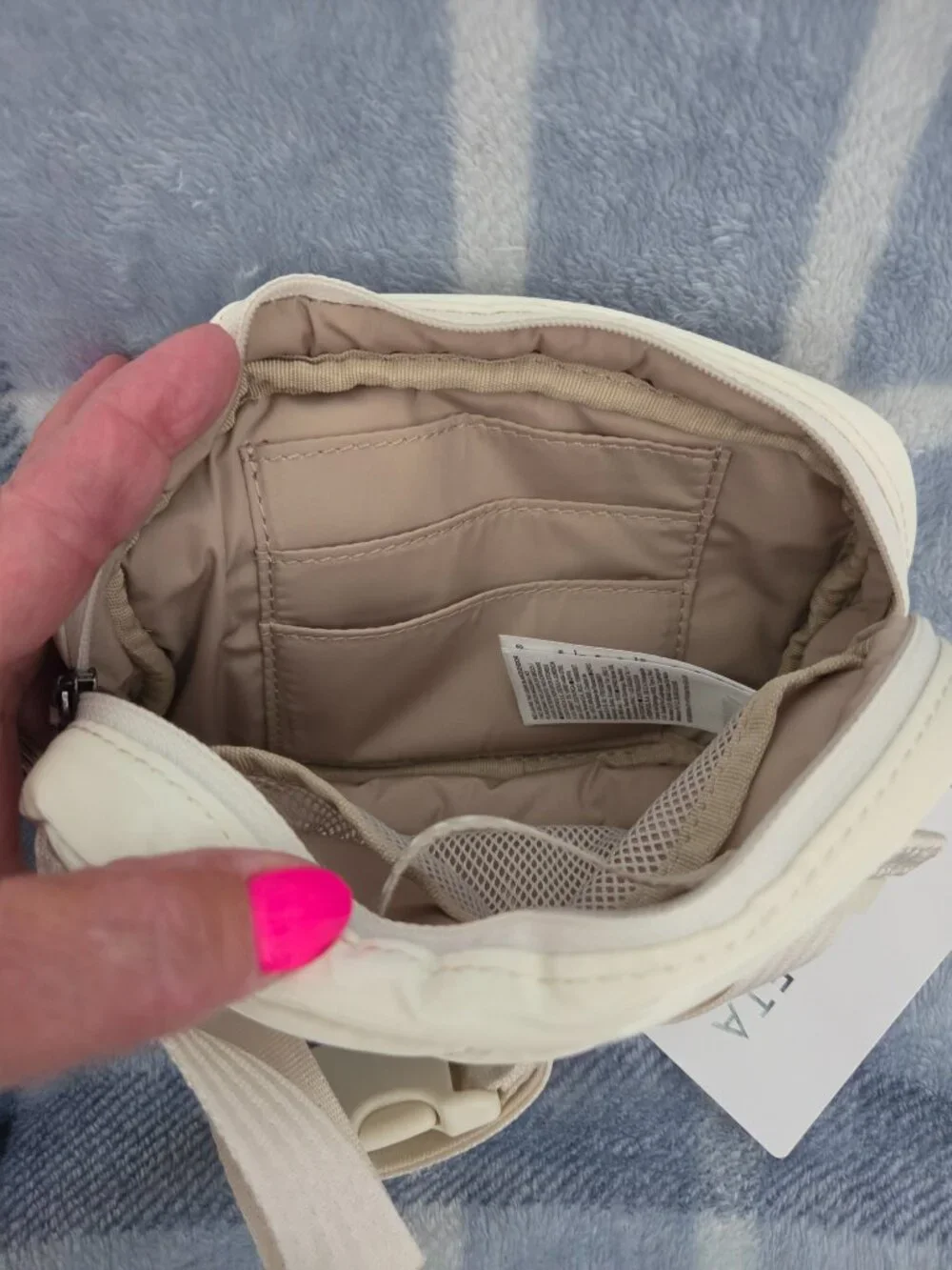Athleta, All About Shine Quilted Crossbody Belt Bag, Bone Shine, NWT
